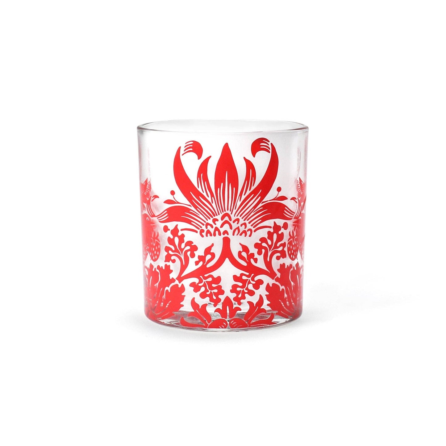 Drinking Glass Tumbler William Morris Raspberry Red
