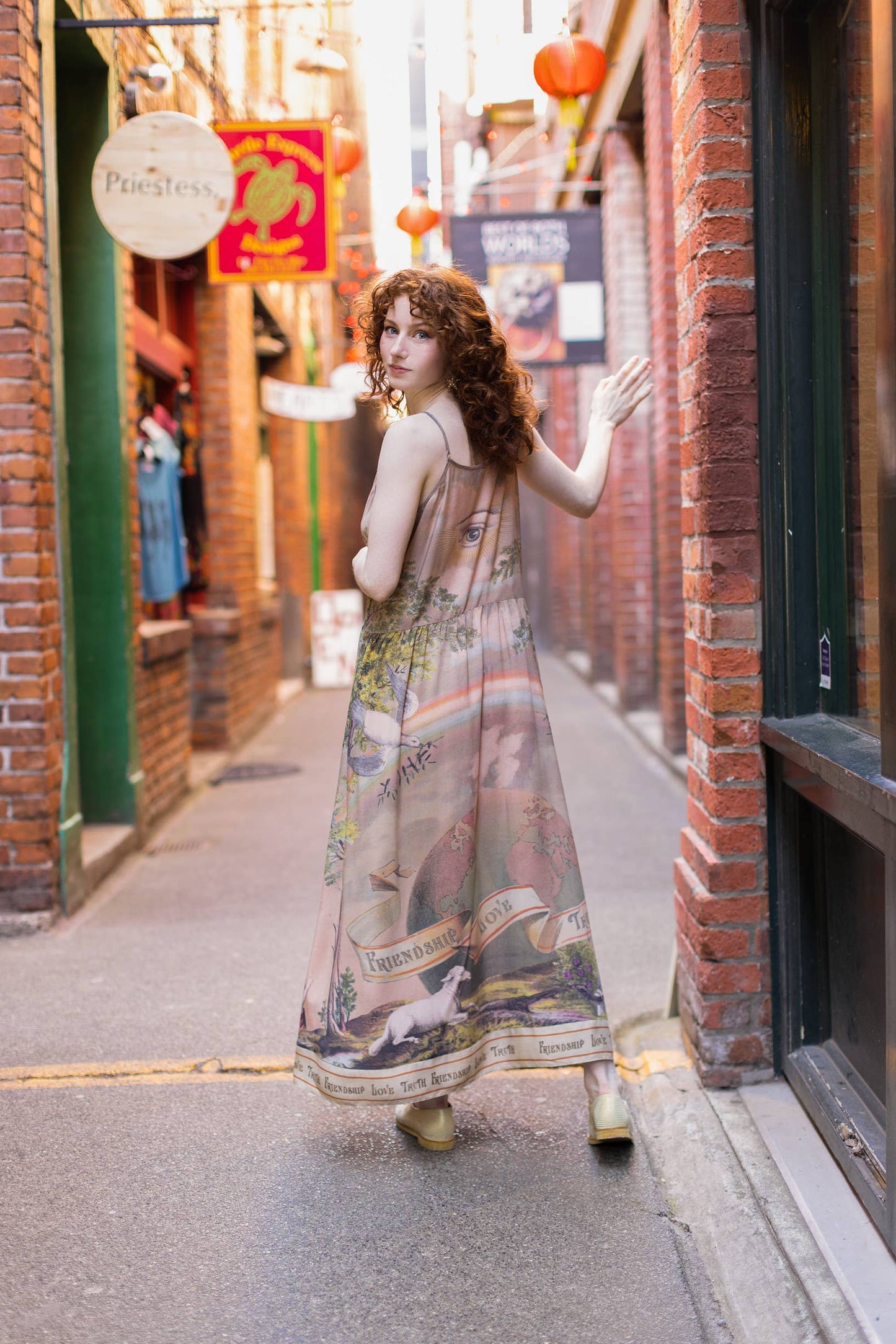 Friendship Love & Truth Vintage Wash Bohéme Slip Dress: L/XL (fits approx. size 12-16)