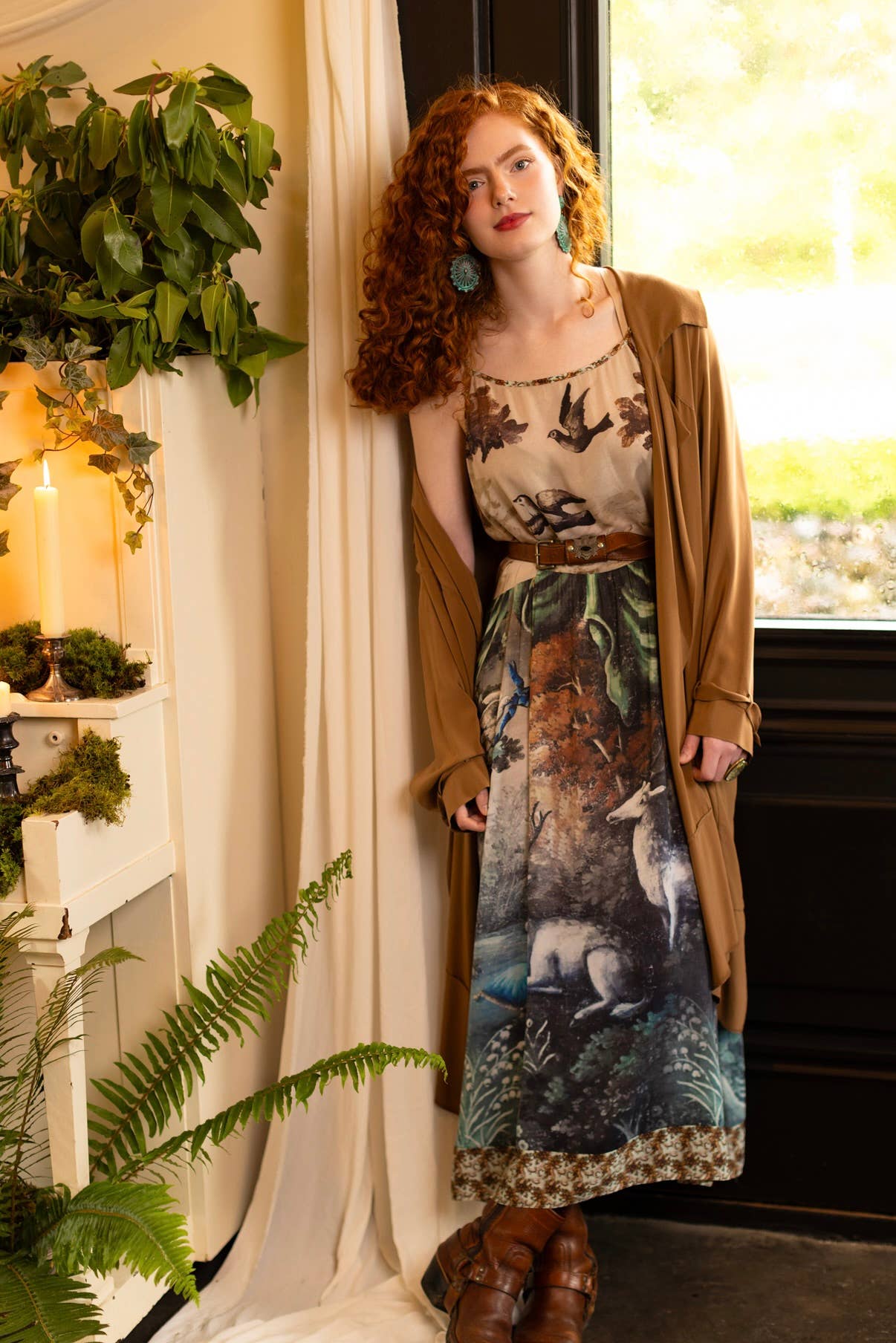 Theatre of Dreams Bohéme Bamboo Slip Dress with Deer: L/XL (fits approx. size 12-16)