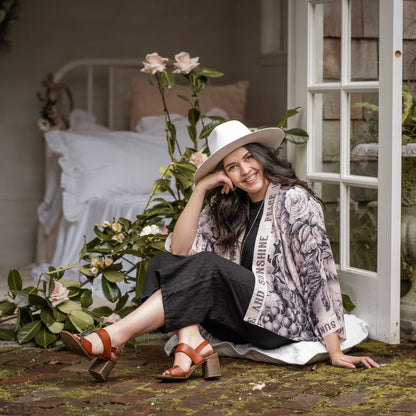 Peace Wine and Sunshine Cropped Bamboo Kimono Cardigan