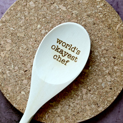 World's Okayest Chef Engraved Spoons