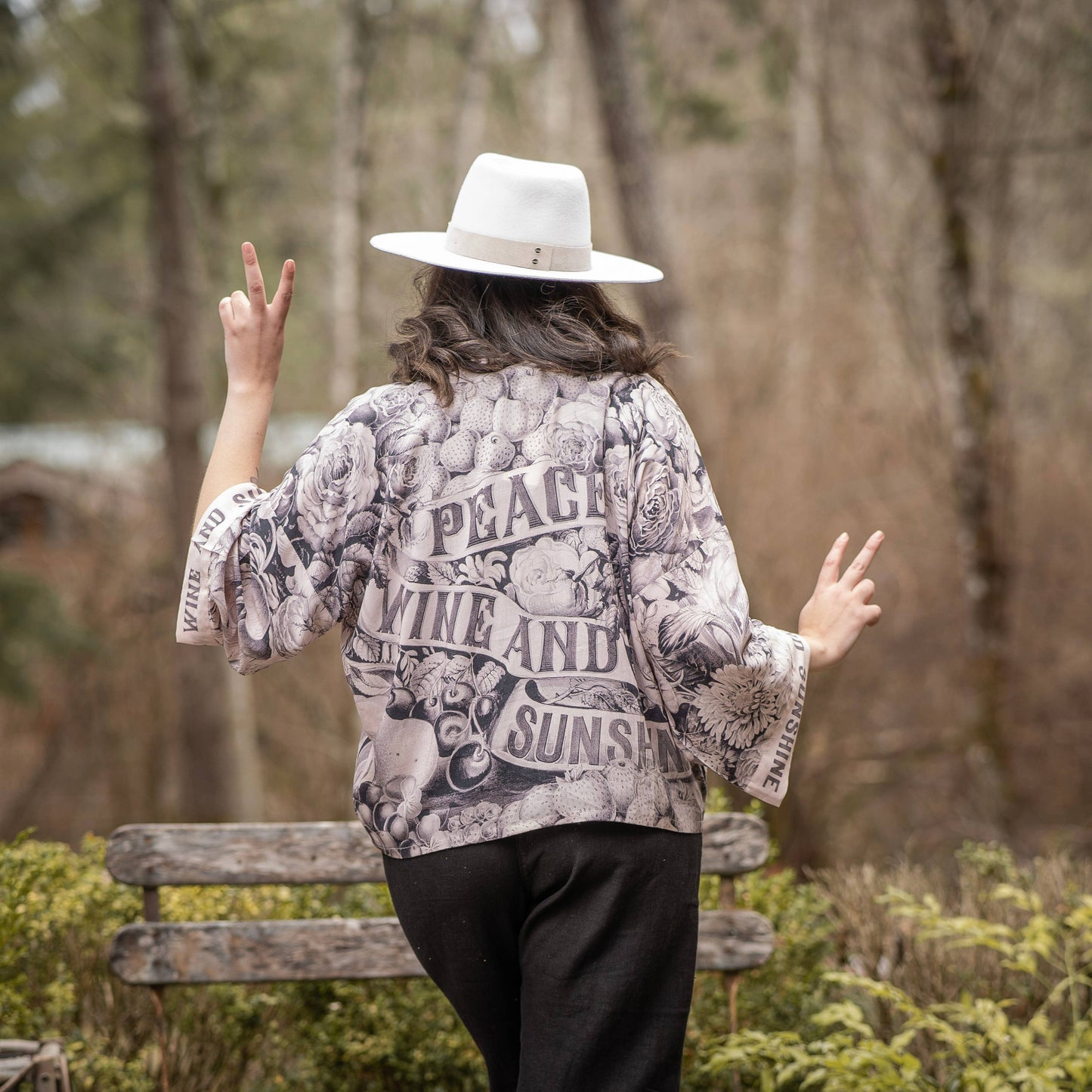 Peace Wine and Sunshine Cropped Bamboo Kimono Cardigan