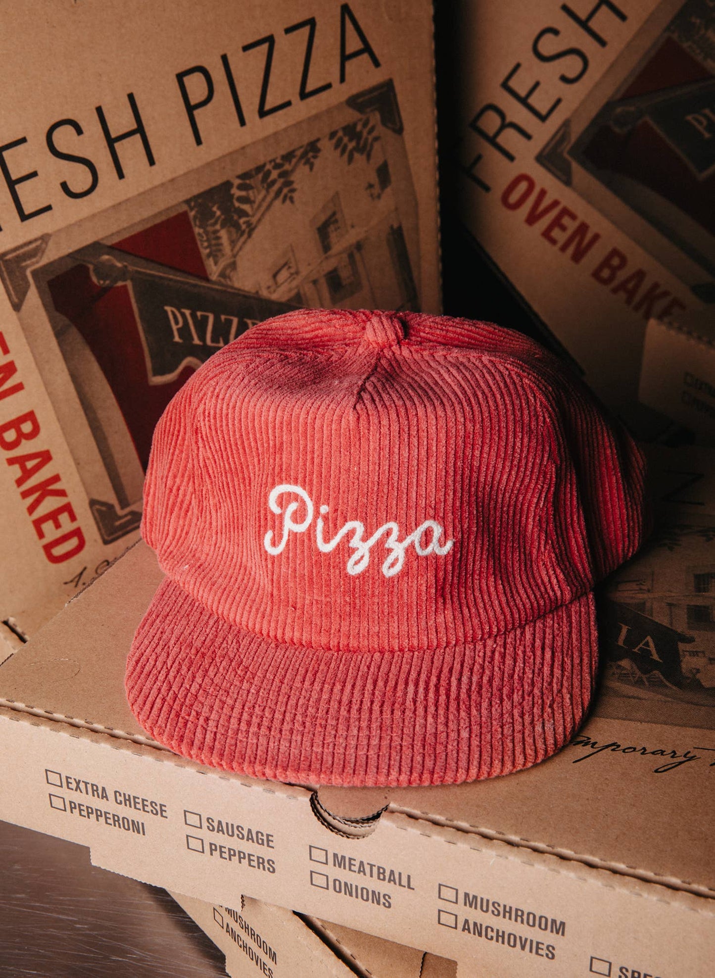 Pizza Chainstitch Hat, Corduroy Hat