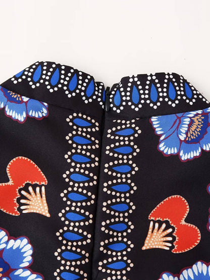 Bohemian long dress long-sleeved dress: Blue / S